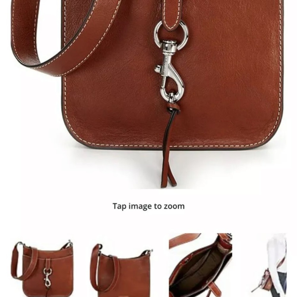 REBECCA MINKOFF Megan Leather crossbody feed bag.